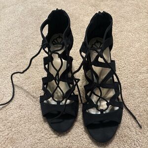 Fergalicious Black Lace-Up Heels